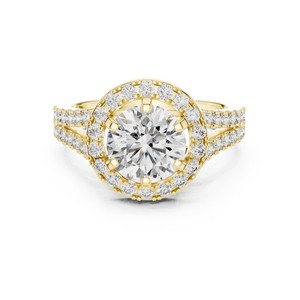 Bague de fiançailles et de mariage en diamant de laboratoire avec halo, 1-3 carats, ronde, à double sangle pavée, certifiée IGI, or 18K/14K/10K, argent 925, pour femme - Product Image 3