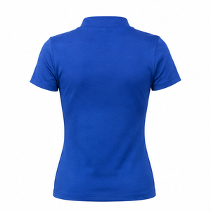 Customize Royal Blue Womens Fitted Stretch Fit Mock Neck Short Sleeve <b>T</b> <b>Shirt</b> Breathable Cotton <b>Modal</b> Jersey - Product Image 2