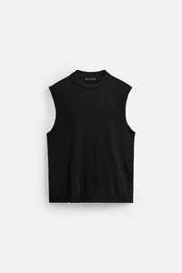 Camiseta sin mangas de punto para hombre, cuello redondo, color negro, estilo casual, corte holgado, estilo urbano - Product Image 4