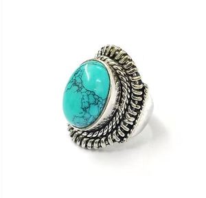 Handcrafted <b>925</b> <b>Silver</b> <b>Ring</b> With Oval Turquoise Gemstone Vintage Designer Jewelry Collection JAIPUR <b>SILVER</b> - Product Image 3