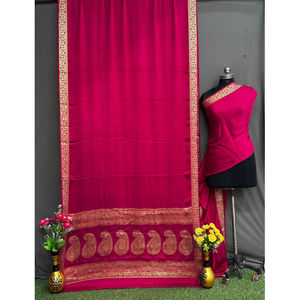Sari Tradicional Premium de Seda Bandhej, Auténtico Teñido a Mano de Rajastán para Festivales, Bodas, Fiestas y Ocasiones Especiales - Product Image 1