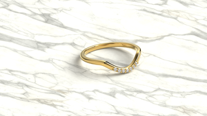 Minimalist 18K Gold Curved Diamond <b>Ring</b> <b>Dainty</b> Pave Round Diamond <b>Ring</b> Contour Stackable Band Fine Jewelry Engagement <b>Ring</b> Women - Product Image 3