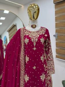 Conjunto de Salwar Kameez Étnico para Mujer, Traje Anarkali de Georgette con Bordado Intenso y Dupatta para Bodas y Fiestas - Product Image 2