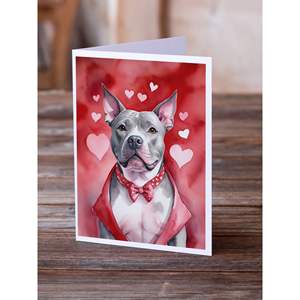 Whimsical A7 Tamaño 5x7 New Pit Bull Terrier My Valentine Tarjetas de felicitación Pack 8 Tarjetas de nota en blanco con sobres - Product Image 2