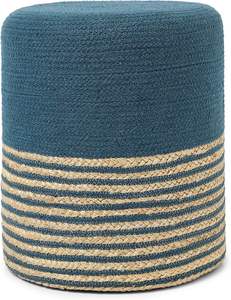 Pouf rond en jute tissé à la main, pouf ottoman en jute avec rembourrage intérieur doux en EPE et éponge - Product Image 2