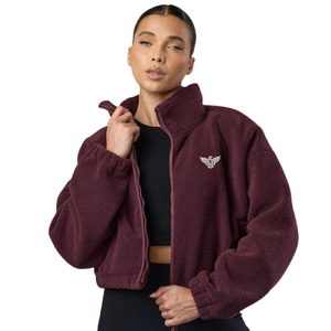 Womens Sherpa <b>Fleece</b> Knitted <b>Jacket</b> Full Zip Stand Collar Long Sleeve Soft <b>Warm</b> Breathable Eco-Friendly Logo Winter Casual - Product Image 1