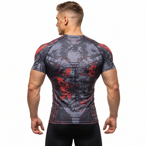 OEM Rashguard à manches courtes pour homme, haut de sport imprimé à compression, haut de fitness ajusté, haut de sport écologique pour la gym - Product Image 2