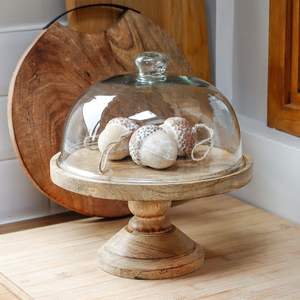 Support à gâteau rustique en bois avec couvercle en verre pour la décoration de cuisine de style campagnard et solution de conservation de gâteaux frais - Product Image 5
