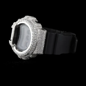 Montre de luxe Moissanite Iced Out, cadran numérique noir, finition argentée, bracelet en silicone, montre de créateur Hip Hop tendance - Product Image 2