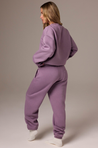 Customized Premium Women's Casual Plus Size 2-Piece <b>Brushed</b> Jersey Breathable Eco-Friendly Fleece Tracksuit Set - Product Image 4