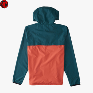Chaqueta cortavientos para hombre con bloques de color, con capucha y cremallera, ligera, para exteriores, ropa de invierno, chaqueta de golf con logo personalizado. - Product Image 2