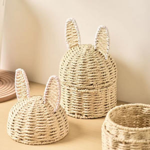 Woven Paper Bunny <b>Gift</b> Basket <b>Ramadan</b> Eid Mubarak Decoration Handmade Rabbit Basket Kids Party Favor <b>Gift</b> <b>Box</b> - Product Image 4