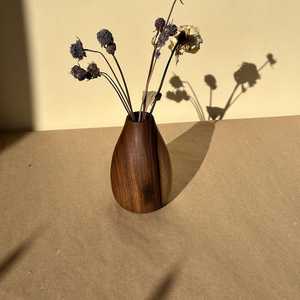Ensembles de vases minimalistes, vase à fleurs artisanal en noyer, art rustique en bois pour fleurs séchées - Product Image 5