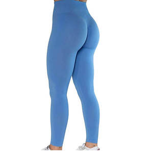 Leggings de sport pour femmes, taille mi-haute, couleur unie, séchage rapide, respirants, sans coutures, en nylon et élasthanne - Product Image 2