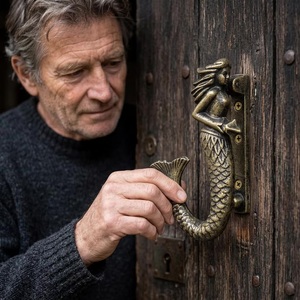 Mermaid <b>Door</b> Knocker Zinc Alloy Coastal Design Durable Exterior Use with Screws - Product Image 2