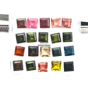 Pierres précieuses naturelles multi-tourmalines, taille carrée, facettées, calibrées, 7 mm, pour la fabrication de bijoux, vente en gros, fournitures en vrac - Product Image 6