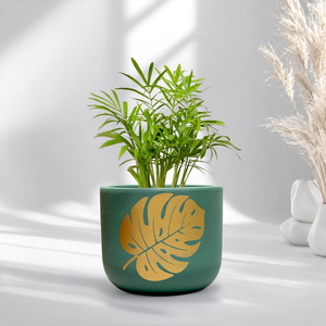 Maceta de Terracota Hecha a Mano con Forma de Hoja de Monstera, Maceta Decorativa Artística de Arcilla con Orificio de Drenaje para Plantas de Interior - Product Image 1
