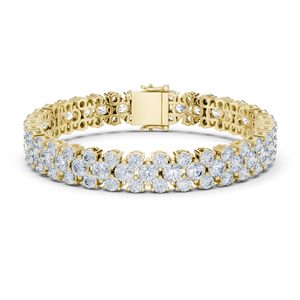 Bracelet tennis en or pur 10K 14K avec diamants de laboratoire taille ronde en grappe DEF VVS, bracelet multi-rangs pour femme, bijoux fins - Product Image 4