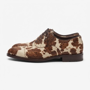 Chaussures habillées pour hommes en cuir véritable à imprimé vache, bout pointu, à lacets, toutes saisons, semelle antidérapante - Product Image 2