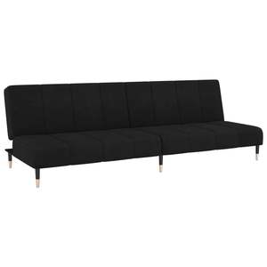 Sofá Cama de 2 Plazas en Terciopelo Negro 100% Poliéster con Detalles en Madera y Metal - Product Image 2