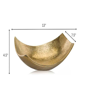 Cucha <b>Small</b> Scoop Gold <b>Bowl</b>, Shiny, Aluminum, Tabletop, Accent Piece, Centerpiece, Fruit Holder, Aluminum Casted <b>Bowls</b> - Product Image 3