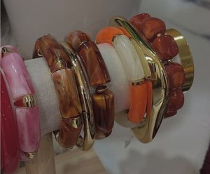 Classic Design Multicolour Swirled Resin <b>Bangle</b> Bracelet <b>Jade</b> Style Women's Eco-Friendly Customizable Fashion Jewelry - Product Image 1