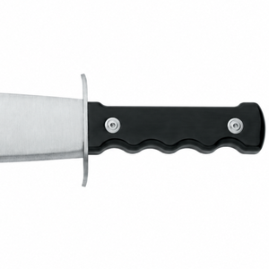 Couteaux de chasse à lame fixe avec manche noir, lame à pointe de lance argentée, garde-mâchoire en métal et rainures pour les doigts, pour les activités de plein air - Product Image 2