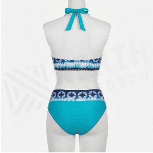 Ensemble de bikini à imprimé géométrique pour femmes, maillot de bain deux pièces à taille haute, extensible, en spandex et polyester - Product Image 2
