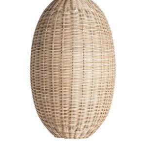 Lámpara Colgante de Ratán Ecológica de Estilo Bohemio, Fabricada por Artesanos, con Pantalla Cilíndrica Alta, para Dormitorio u Hotel - Product Image 3