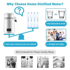 Machine à distiller l'eau 750W 1,1 gallon, 0,3 gallon/h, en acier inoxydable 304, avec minuterie 0-99h et affichage de la température - Product Image 6