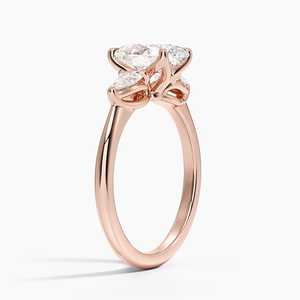 Fleur Three Stone Moissanite Engagement <b>Ring</b> 925 Silver 14K Gold Plated Prong Setting GRA Certified - Product Image 4