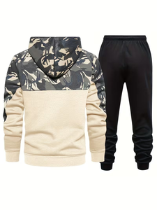Camouflage print Hoodie <b>Set</b> Men's Tie-Dye Long Sleeve Hoodie And Tie-Dye Ribbed <b>Sweatpants</b> <b>Set</b> Suitable for Spring Hoodie <b>Set</b> - Product Image 2