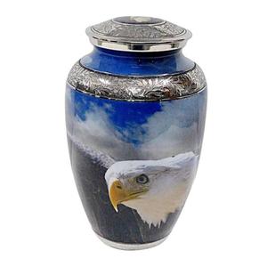 Handmade Metal Cremation Urn With Silver Floral Band Traditional Design <b>Memorial</b> Ashes Keepsake <b>Vase</b> Tabletop Display Adult Urns - Product Image 4