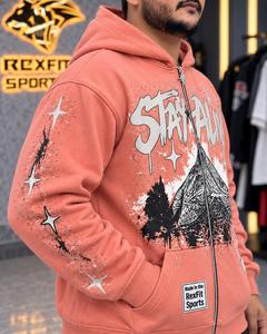Sweat à capuche unisexe personnalisé avec fermeture éclair, style streetwear oversize, sweat-shirt graphique en polaire, veste d'hiver épaisse, vente en gros OEM - Product Image 4