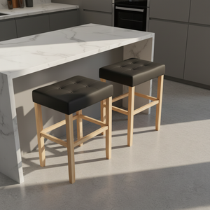 เก้าอี้บาร์ เก้าอี้เคาน์เตอร์ เก้าอี้บาร์หนัง PU แบบไม่มีพนักพิง เก้าอี้เคาน์เตอร์หุ้มเบาะ เก้าอี้บาร์ PU สไตล์โมเดิร์น เก้าอี้บาร์ครัวแบบไม่มีพนักพิง - Product Image 3