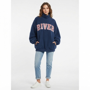 Oversized <b>Turtleneck</b> Mock Neck Sweatshirt Women Color Blocked Letter Print Cotton Knitted Autumn Streetwear Pullover <b>Sweater</b> - Product Image 2