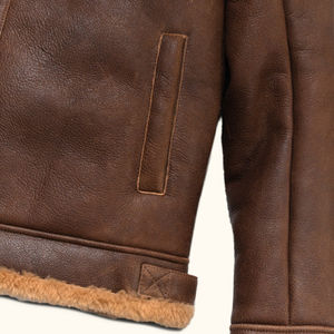 Dernière collection de blousons d'hiver pour hommes en cuir véritable avec décoration en peau de mouton et doublure en fourrure, blouson en cuir non tissé pour l'hiver - Product Image 5