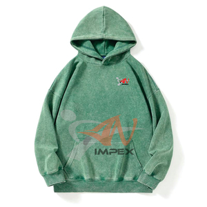 Sudadera con capucha vintage para hombre, 330 g/m², efecto desgastado por el sol, sin cordón, calidad E, gris lavado ácido, primavera-otoño 2026, venta al por mayor - Product Image 3
