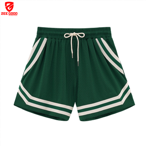 <b>Men's</b> Green Mesh Sport <b>Shorts</b> With <b>White</b> Side Stripes Drawstring Waist Breathable Athletic Basketball <b>Shorts</b> - Product Image 4