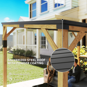 Gazebo y Toldo de Madera, Estructura Exterior Elegante para Relajarse - Product Image 6