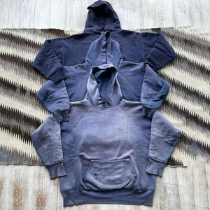 Mens Sun Faded Acid Wash Zip Hoodie Made Of 100% Cotton Custom Logo Cartoon Embroidery XL Distressed Supply Line - Product Image 3