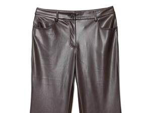 Pantalones de Cintura Alta para Mujer Talla Grande, Estilo Motero, Color Sólido, Recubiertos de PU, con Bolsillos, para Otoño - Product Image 1