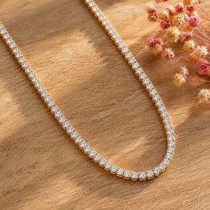 Wholesale Round Lab Grown Diamond DEF Color VS VVS Clarity IGI Certified 10K 14K 18K Solid Gold Tennis Necklace Wedding Jewelry - Product Image 3