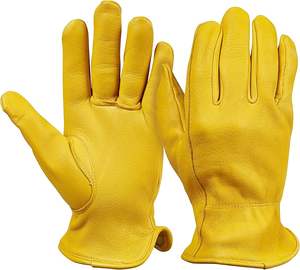 Gants de camionneur en cuir pleine fleur de vache de 10 pouces pour hommes et femmes, résistants à l'abrasion et fiables - Product Image 1