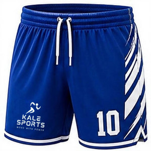 Shorts de football unisexes de qualité supérieure, couleur bleue, 100% polyester, anti-UV, respirants, sublimation en couleurs personnalisées - Product Image 1
