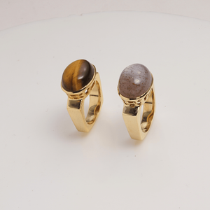 Tiger Eye Statement <b>Ring</b> <b>Brass</b> Handmade Oval Cabochon Brown Gemstone <b>Ring</b> for Women Gift Shopping - Product Image 5