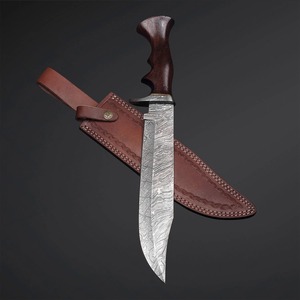 Couteau de chasse et Bowie en acier Damas de haute qualité avec manche en bois, lame à pointe tombante, bord biseauté, qualité industrielle OEM - Product Image 5