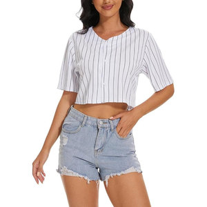 100% Polyester Material Women <b>Crop</b> <b>Top</b> Jersey For Sports Wear Hot Sale Best Quality Women Baseball <b>Crop</b> <b>Top</b> - Product Image 1