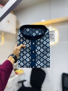 <b>Men</b> Cotton Reversible <b>Kurta</b> Pajama Set Geometric Print Traditional Indian Pakistani Clothing Party Wedding Festival Wear - Product Image 3