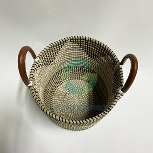 Meilleure vente, ensemble de paniers de rangement en jonc de mer, fabrication artisanale Hanoi, conception détachable, panier à vêtements en rotin et bambou à 3 poignées - Product Image 2